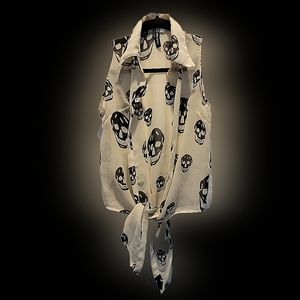 Sheer skull collared top size s/m